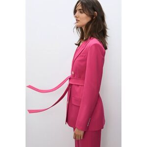 Aritzia Babaton Samuel Belted double-breasted blazer Hot Pink Size 4